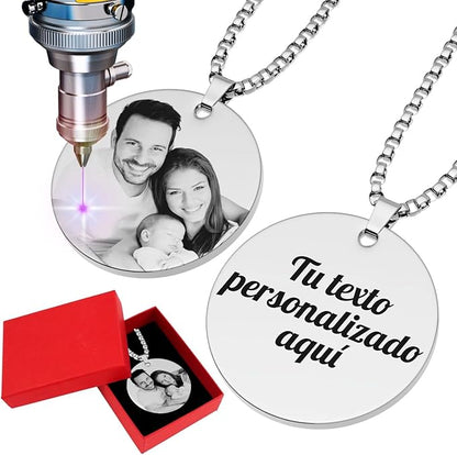 Collar con foto personalizado para hombre: colgante tipo placa militar grabado a medida.