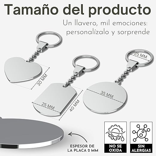 Llavero personalizado con foto: regalo de acero inoxidable personalizado con grabado láser.