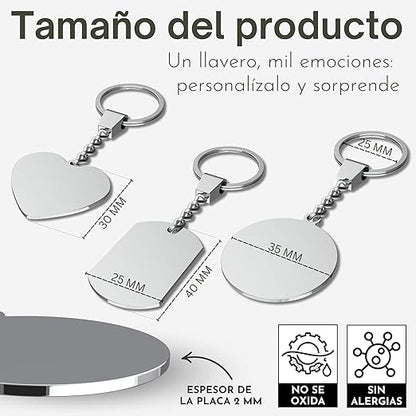 Llavero personalizado con foto: regalo de acero inoxidable personalizado con grabado láser.