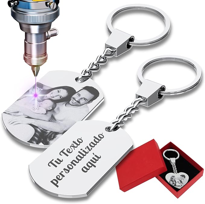 Llavero personalizado con foto: regalo de acero inoxidable personalizado con grabado láser.