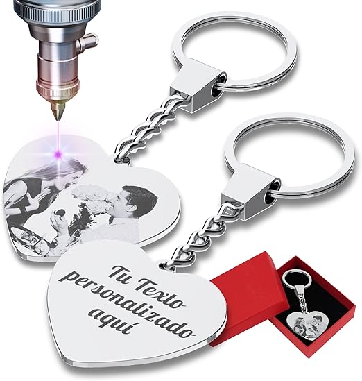Llavero personalizado con foto: regalo de acero inoxidable personalizado con grabado láser.