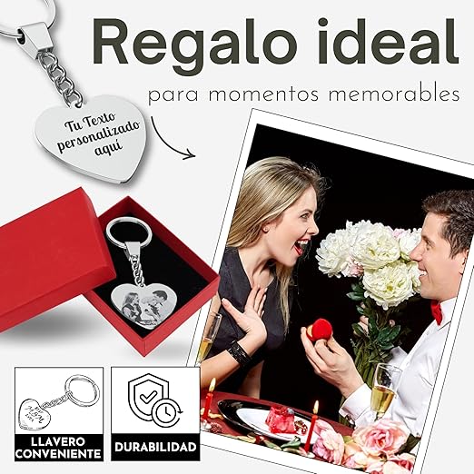 Llavero personalizado con foto: regalo de acero inoxidable personalizado con grabado láser.