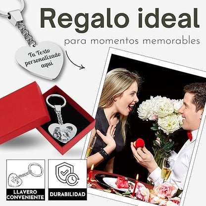 Llavero personalizado con foto: regalo de acero inoxidable personalizado con grabado láser.