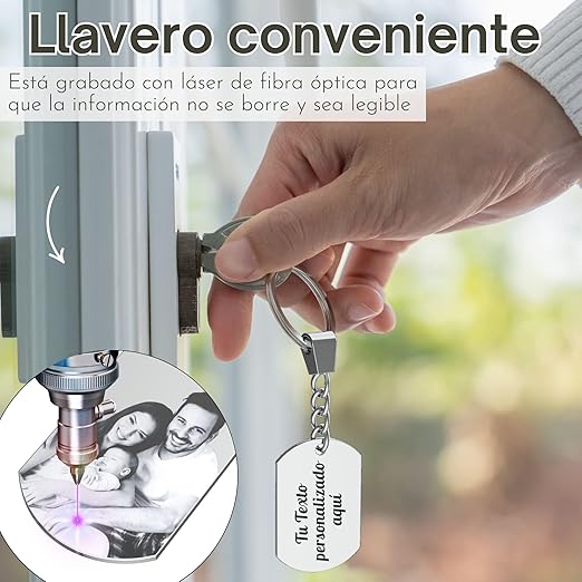 Llavero personalizado con foto: regalo de acero inoxidable personalizado con grabado láser.
