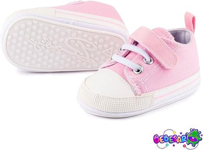 Zapatillas personalizadas para bebé (0-6 meses) – Zapatos de lona rosa con nombre, talla 18 EU