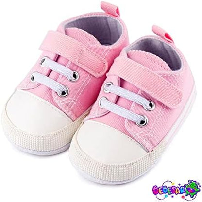 Zapatillas personalizadas para bebé (0-6 meses) – Zapatos de lona rosa con nombre, talla 18 EU