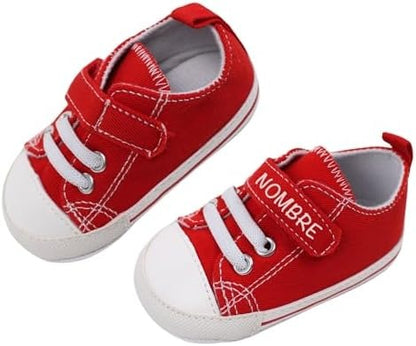 Zapatillas personalizadas para bebé (0-6 meses) – Zapatos de lona rosa con nombre, talla 18 EU