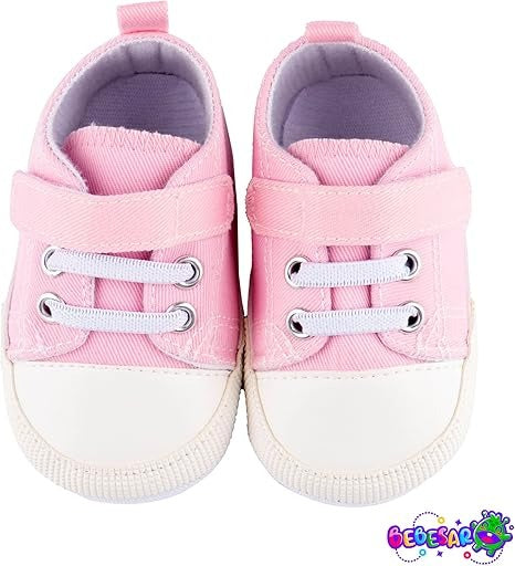 Zapatillas personalizadas para bebé (0-6 meses) – Zapatos de lona rosa con nombre, talla 18 EU
