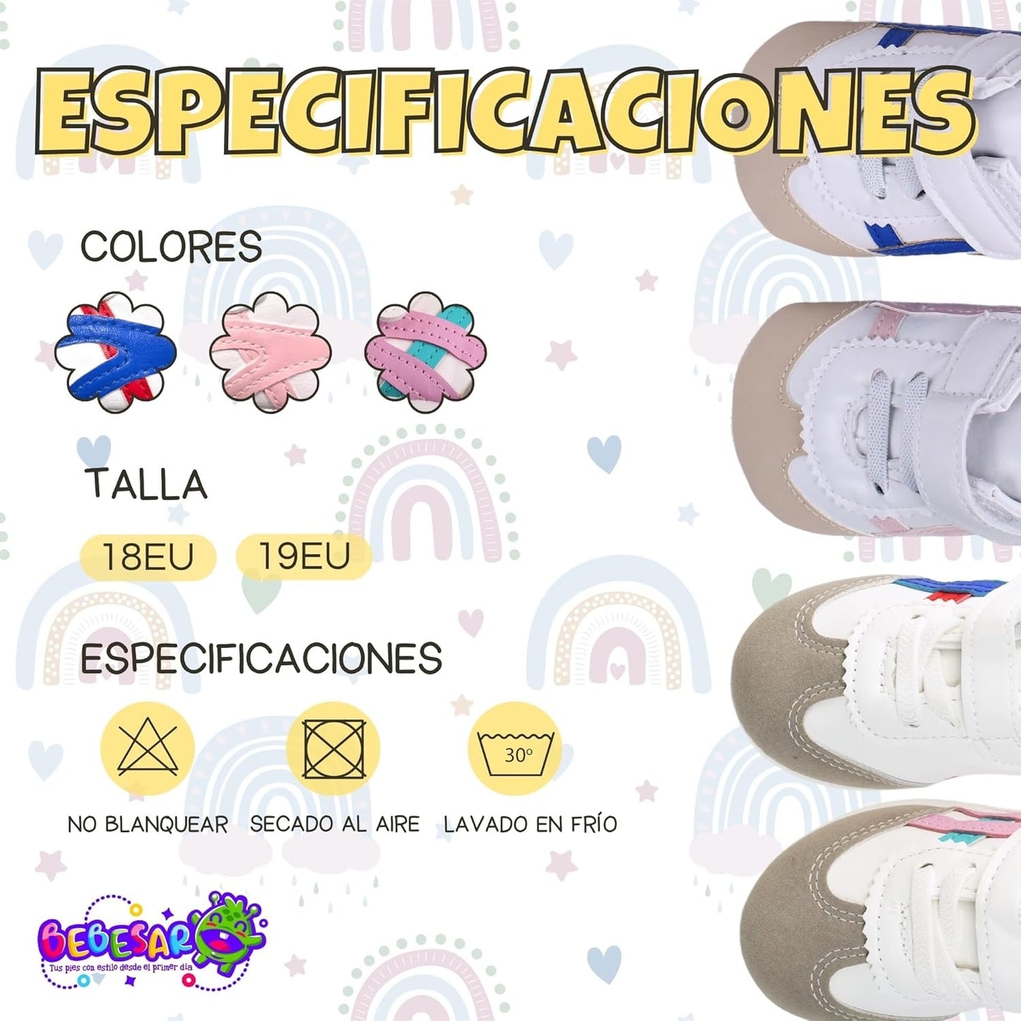 Zapatos personalizados para bebé (0-12 meses) – Zapatillas deportivas personalizadas con nombre y bolsa de regalo